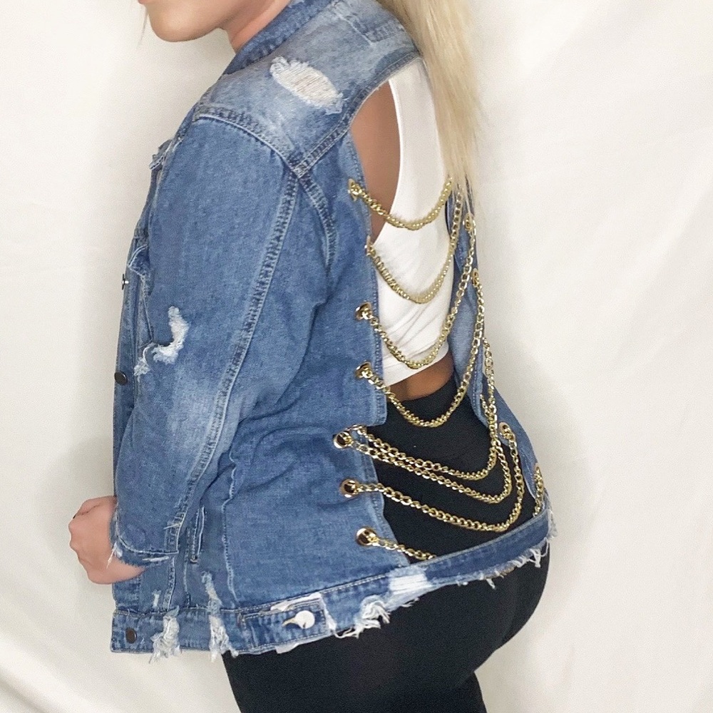 chain denim jacket